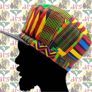 drs [Talla R/59 cm - 64 cm] Gorro reversible estilo Marshall Rasta Crown (Tela africana Roots Dub Reggae Dreadlocks Jamaica León de Judá)