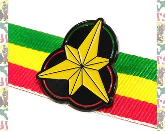 Power of the Trinity [drs] 2D Pins Badge  (Rasta Reggae Ethiopia Africa Lion of Judah Haile Selassie Dub)