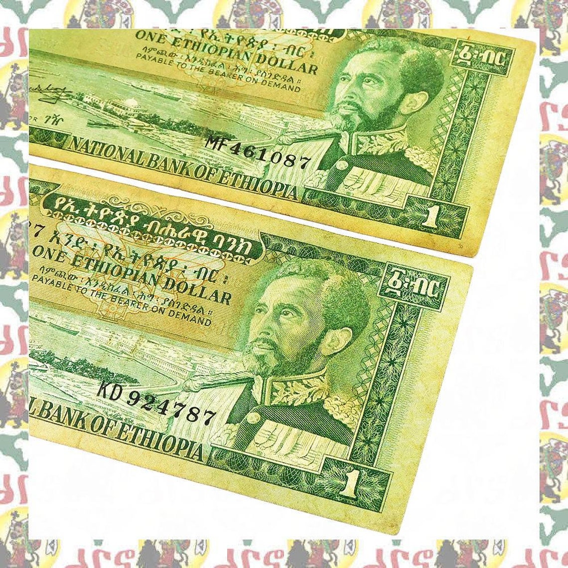 One Ethiopian National Bank Of Ethiopia Dollar Bill With Halie Etsy