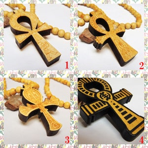 Beaded Wood  Ankh Necklace (Star of David Reggae Rastafari Roots Dub Gye Nyame)