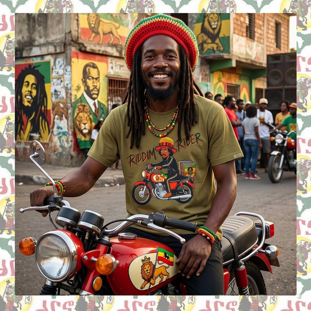 RIDDIM RIDER [drs] 5.6oz T-shirts Roots Reggae Dub Haile Selassie ...