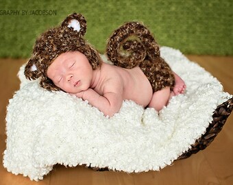 Crochet Pattern Newborn Baby Monkey Hat & Diaper Set, PDF 106, Monkey Hat Pattern, Crochet Baby Pattern, Digital Download