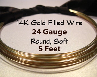 14k Gold Filled Wire round.. 24 g gauge ga Bulk dead soft and half hard sale WGF24.. Shop Sale..10 feet wholesale.