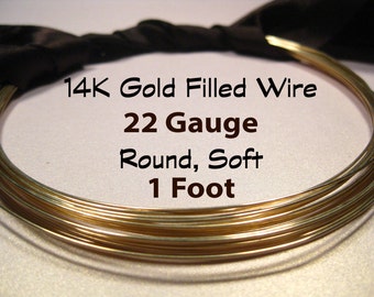 14K Gold Filled Wire, 22 Gauge, 1 Foot WHOLESALE, Round, SOFT