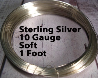 Sterling Silver Wire, 10 Gauge, 1 FOOT, WHOLESALE, Soft, Round.