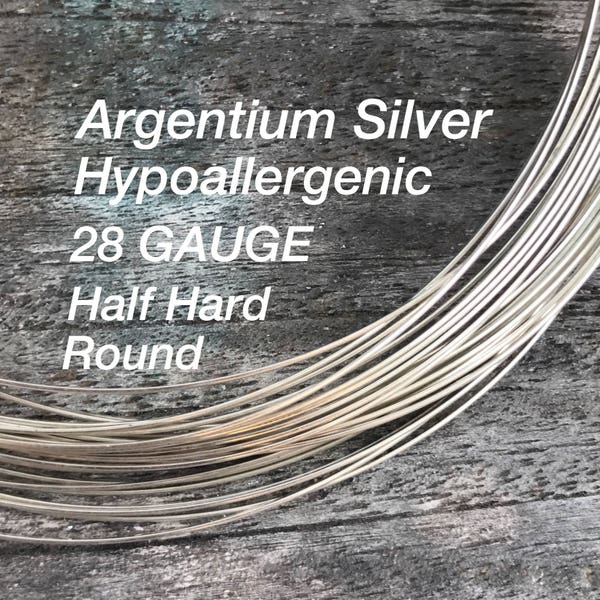 5 FEET Argentium Silver Wire, 28 Gauge, Half Hard, Round, Hypoallergenic  WHOLESALE