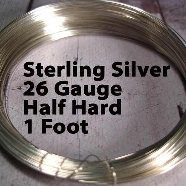 Sterling Silver Wire, 26 Gauge, 1 Feet WHOLESALE, Half Hard, Round.