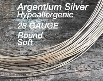 50 FEET Argentium Silberdraht, 28 Gauge, weich, rund, hypoallergen WHOLESALE