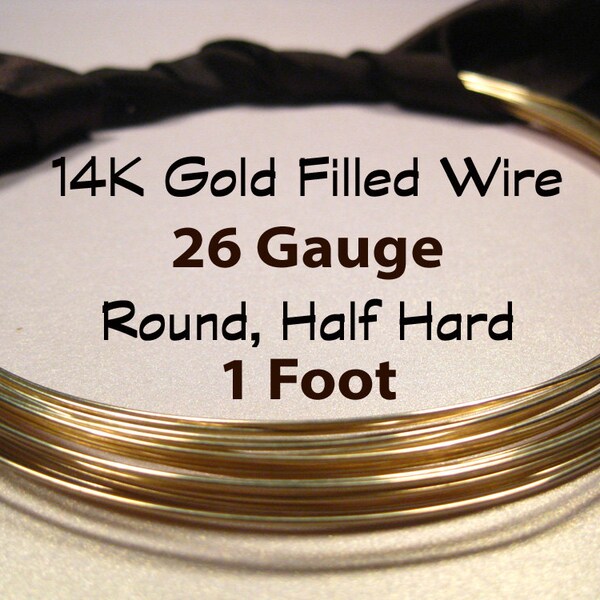 14K Gold Filled Wire, 26 Gauge, 1 Foot WHOLESALE, Round, Half Hard