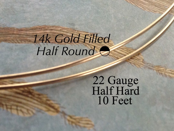 5 ft 14K Gold Filled Half Round Wire Half Hard 22 Gauge
