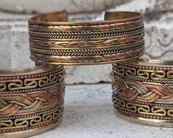 Vintage Copper Brass Large/Medium Cuff Bracelet—Unisex Healing Bracelet (cb-115)
