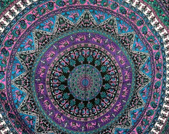 Double size Mandala wallhanging, Big tapestry wall decor, Indian art wall hanging, Hippie Mandala wall hanging, Tie dye wallhanging,