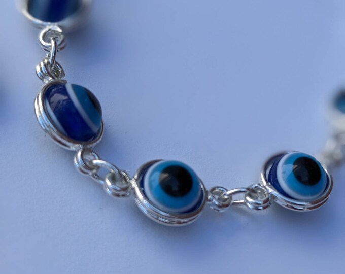 Filled Evil Eye Gold or Silver Color Bracelet 7"-8''all age unisex