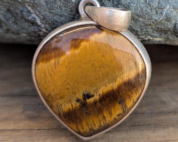 P3/54- Tiger Eye Amber stone Silver Pendant (T12-054)
