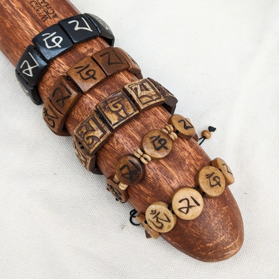 Om" Recycle Tibetan Yak Bone Mantra Bracelet/ Yak… - image 6