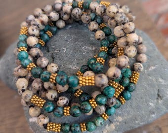 Jasper Crystal mala worn as a necklace or bracelet Representing the Tree of Life Jewelry for Buddhist Meditation and Gift Giving BM121
