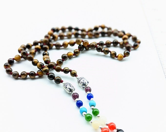 Knotted Tiger eye Bead Meditation Mala, 108 Beads