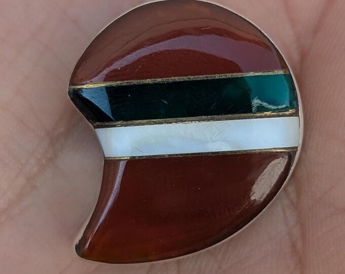 Multi Stone Inlay Silver Pendant ( T1103-015)