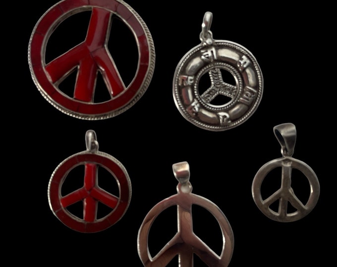 Peace Symbol Silver Coral and mix size (Silver Pendant of Auspicious symbol) (P5)