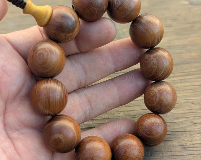 Palisander Rosewood 12 Beads 20mm Bracelet, Hand Carving Bangle or bracelet, size 20mm BM-119