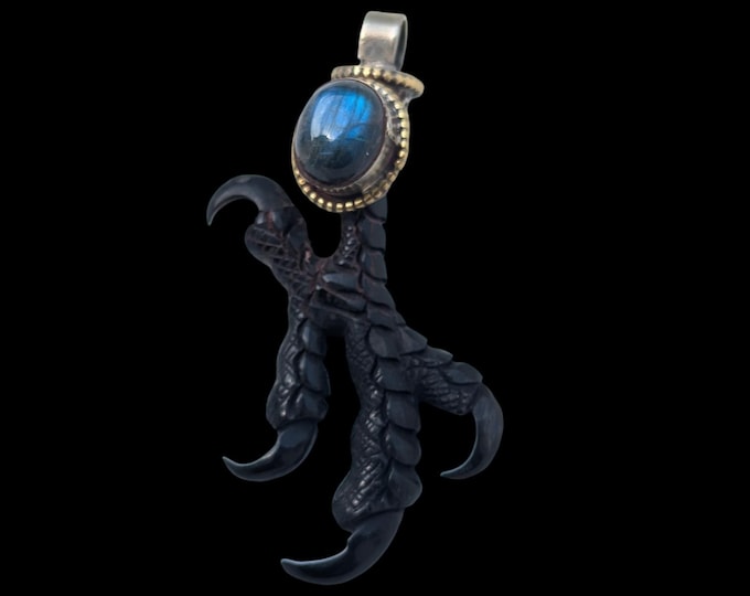 PE105 Eagle paw Pendant with Labradorite Natural Stone Tibetan eagle claw pendant, Tibetan jewelry, statement jewelry, natural gemstone