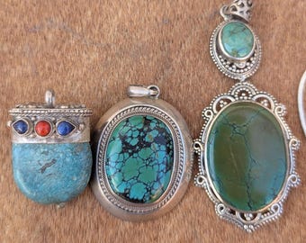 Sterling silver with Natural Turquoise pendant collection (p7-059)