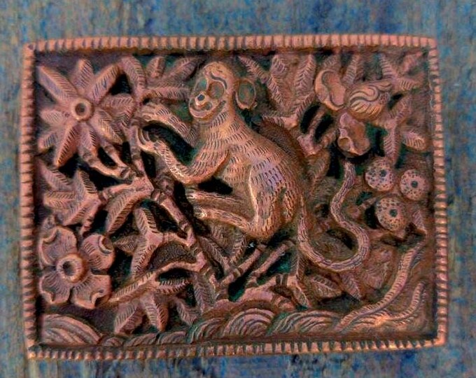 Exotic Tibetan monkey copper Belt Buckle