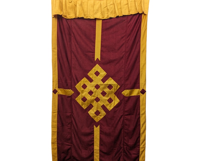 Velvet Fabric Tibetan Door Flag/Auspicious Symbols door Curtain: Tibetan silk Curtain Tibetan Door, and Tibetan 8 Good luck symbols.