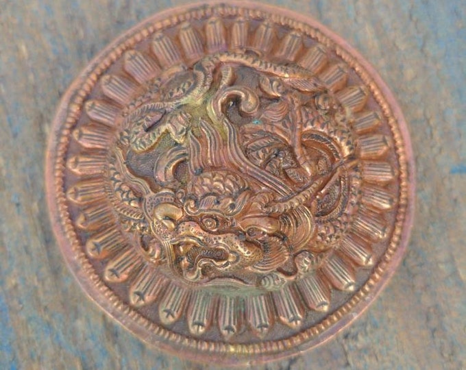 Exotic Tibetan copper Dragon Belt Buckle