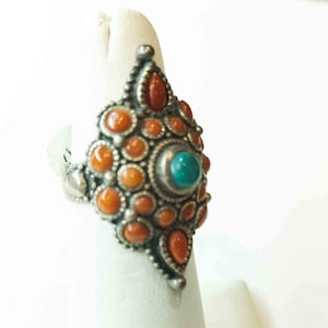Rare Tibetan silver Rings, Vintage style Dark Beautiful Ocean Blue lapis Lazuli