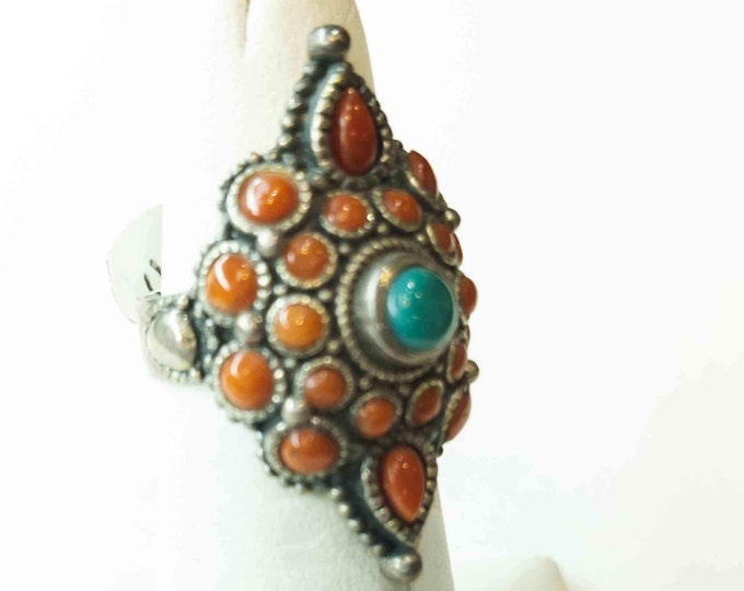 Rare Tibetan silver Rings, Vintage style Dark Beautiful Ocean Blue lapis Lazuli