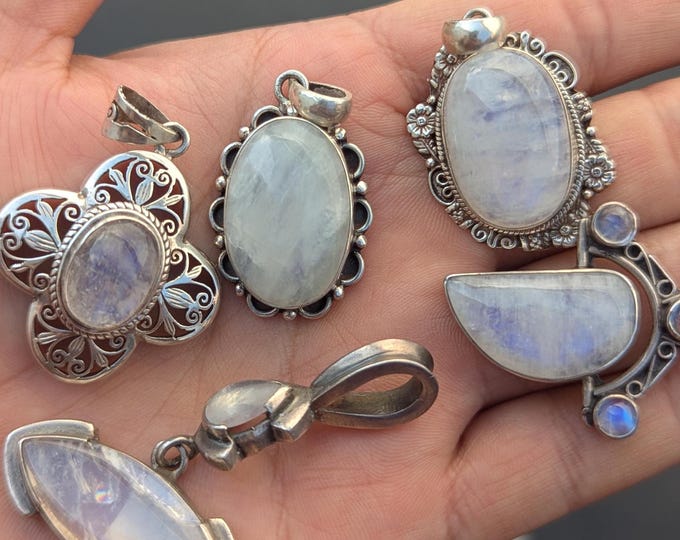 P3/62-67-  Moon stone Silver Handmade Pendant (T12-062-067)