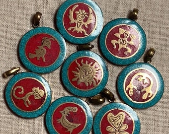 P4/1- Different Animal symbol Brass Pendants (T12/2-021)