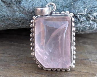 P3/24 - Rose Quartz Pendant with sterling silver, for men or women (T12-024)