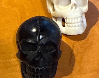 Hand-carved skull beads made from fine yak bones, a rare vintage item from Tibet