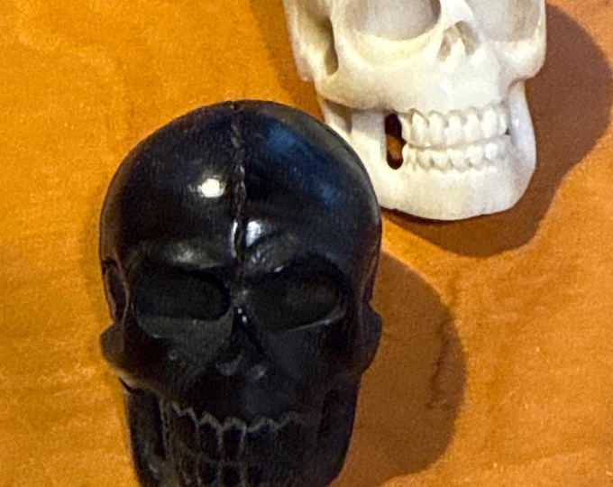 Hand-carved skull beads made from fine yak bones, a rare vintage item from Tibet