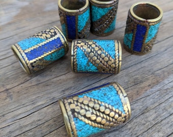 1 Beads Parcel inlay work, Spacer Beads Cylinder/Column handcraft 17mm x 25mm and Approx. 13mm hole