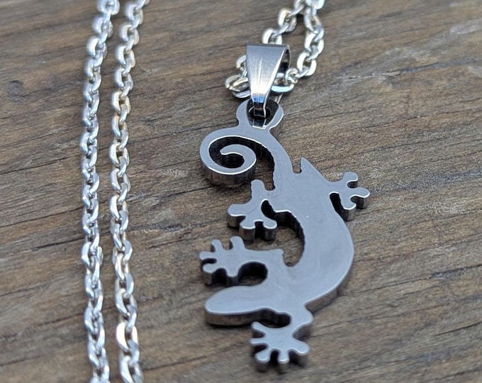 elegant metal Gecko silver steel pendant (p7-010)