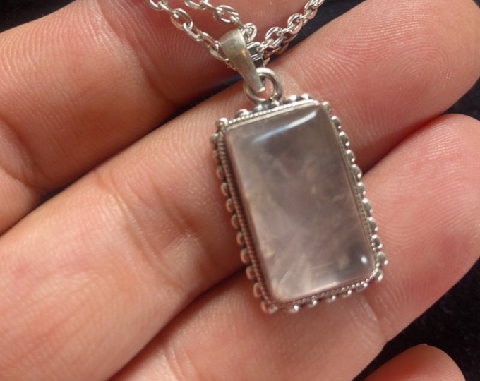 P3/26 - Rose Quartz Pendant with sterling silver, for men or women (T12-026)