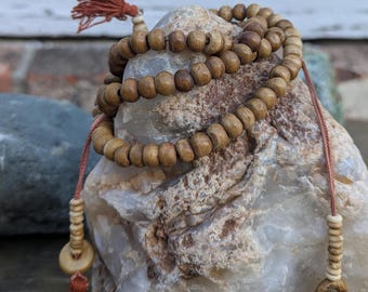 Tibetan Buddhist Prayer Mala with Yak Bone Beads—Handcrafted Meditation Mala (bm-112)