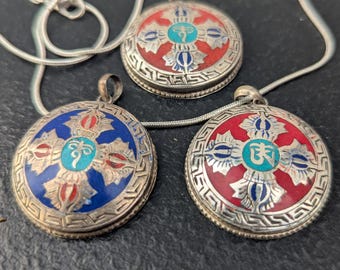 Sterling Silver Buddha Eye Pendant: Turquoise, Lapis, Coral Inlay P7-021-043