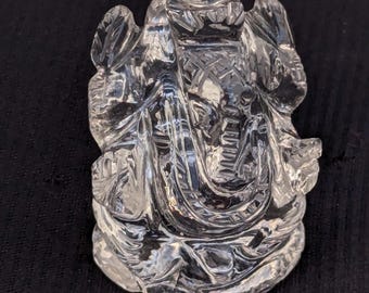 Himalayan Quartz Crystal. Genuine Stone Carving, Spiritual Home Decor: Clear Small Ganesh from Nepal Crystal Ganesha Statue (P7-67 Ganesh)