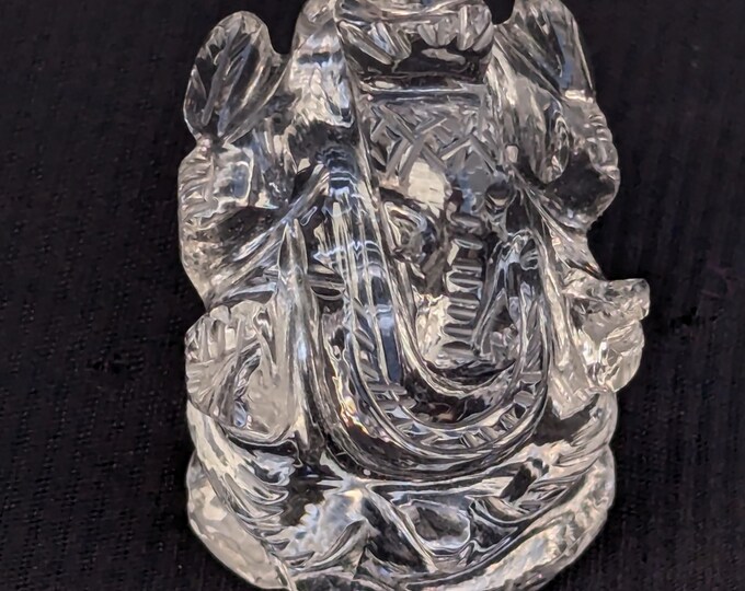 Hand-Carved Himalayan Quartz Ganesh Statue, Spiritual Home Decor, Nepal Crystal Ganesha (1.5" H)