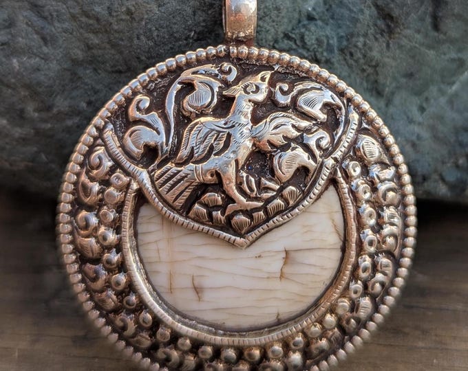 Tibetan Silver Shell deer Pendant.(T1103-002.2)
