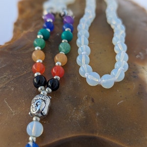 Milky Quartz 7-Chakra Mala: Knotted Meditation Beads