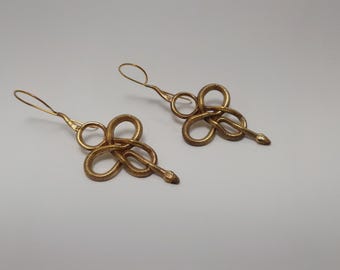 Snake earrings Gold/A Bohemian Statement Earrings/Timeless Elegance Earrings/Southwest Inspired/Fringe Earrings ER-126