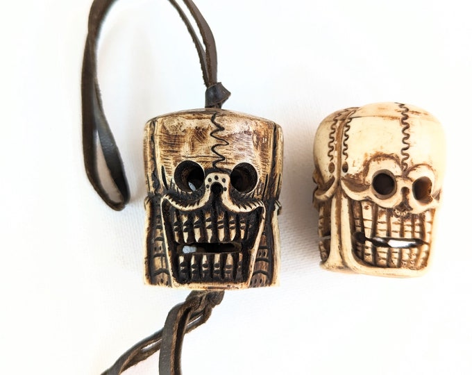 Rare Rare Yak Bone Skull, Tibetan rare vintage Yak bone hand Carved Skull beads