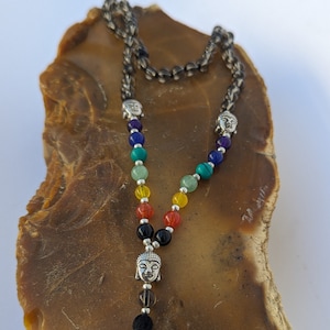 Smoky Quartz 7 Chakra Mala: Knotted Meditation Beads, 108 Beads