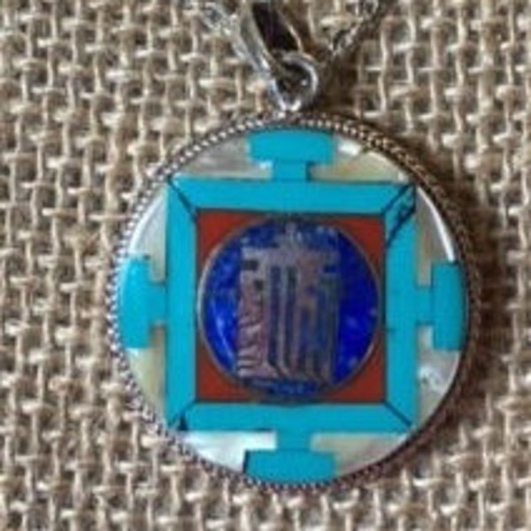 Tibetan silver Kalachakra mantra pendant(Central Kalachakra Mantra) (T1102-002.9)