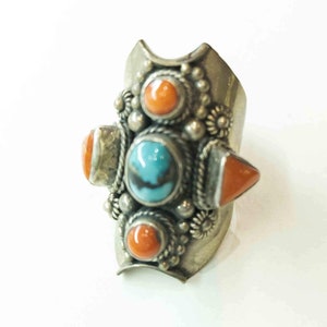 Rare Tibetan silver Rings, Unique silver rings, Tibetan jewelry, Antique silver rings, Tibetan handmade rings,  Turquoise rings